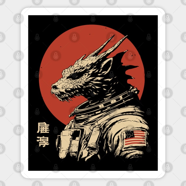 Galactic Dragon Astronaut Warrior Magnet by TuncGK